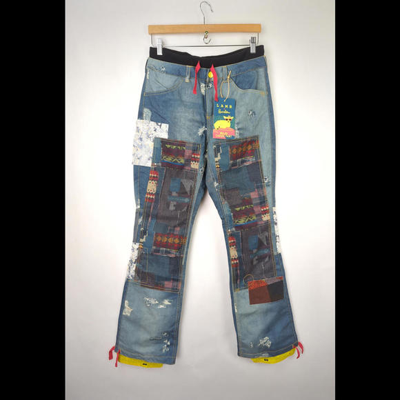 NWT L.A.M.B. x BURTON Womens Sz XS Snowboard Buju Cargo Pants Denim Print - Picture 1 of 7